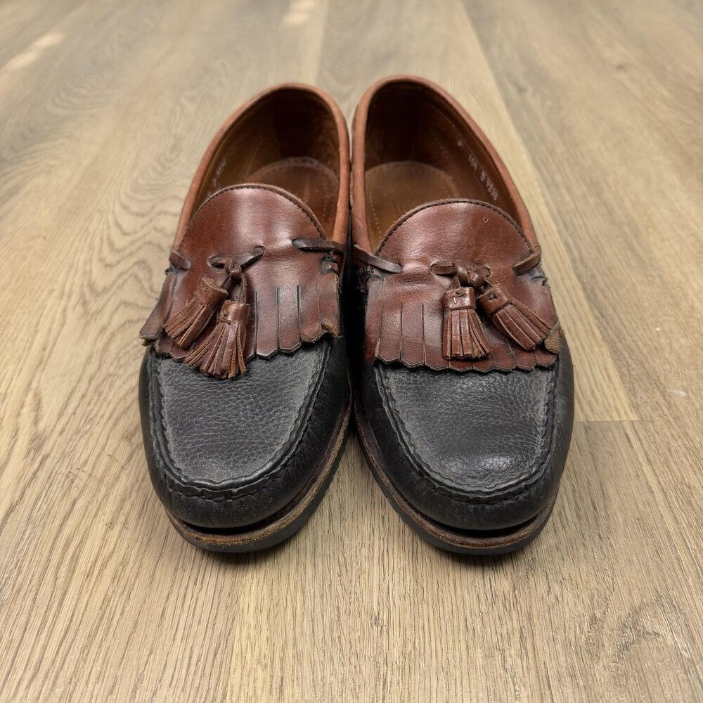 Allen Edmonds Nashua Shoes Mens Size 10.5 D Brown Black Leather Tassel Loafers - Picture 2 of 10